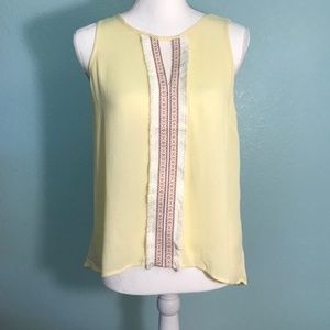 Valentine pale yellow hi-low top, lace back